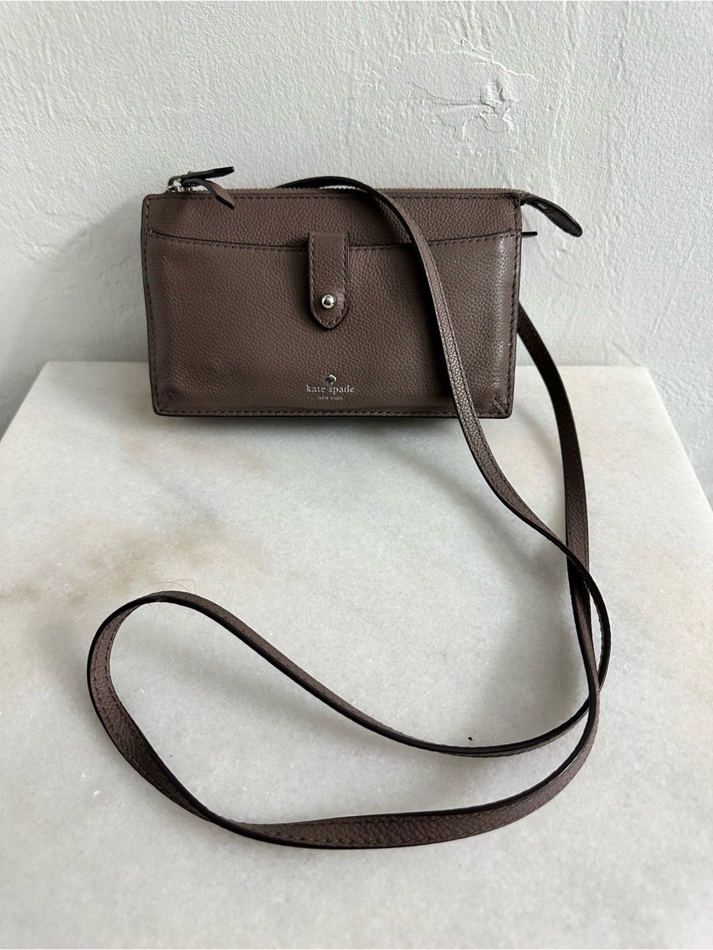 kate spade brown leather crossbody wallet